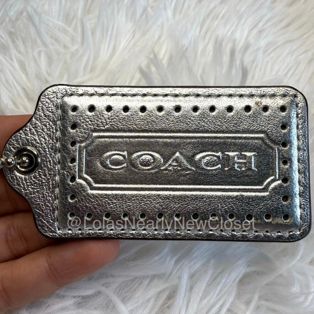 3" COACH Silver Fob Bag Charm Hang tag Hangtag